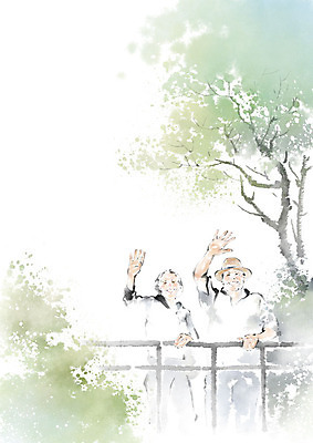 PSD 나무 커플 여자 할아버지 노년 남자 행복 할머니 데이트 일러스트 캘리그라피 난간 붓터치 사랑 사람 두명 실버라이프 노부부 풀 번짐 노인만 국내일러스트 식물 라이프스타일 부부 감정 관계 성인 성인만 파일형식 효과