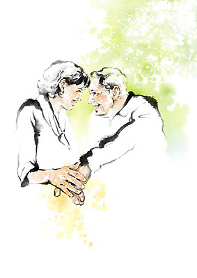 PSD 손 커플 여자 할아버지 노년 남자 행복 할머니 데이트 일러스트 캘리그라피 붓터치 사랑 사람 두명 실버라이프 노부부 번짐 노인만 국내일러스트 라이프스타일 부부 감정 관계 성인 신체부위 성인만 파일형식 효과