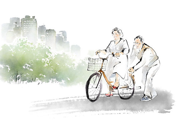 PSD 나무 커플 여자 할아버지 노년 남자 행복 할머니 데이트 일러스트 캘리그라피 붓터치 사랑 사람 빌딩 두명 건물 실버라이프 자전거 노부부 번짐 노인만 국내일러스트 식물 라이프스타일 건축물 부부 감정 관계 성인 바이크 성인만 파일형식 효과