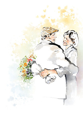 PSD 커플 여자 할아버지 노년 남자 행복 할머니 꽃다발 데이트 일러스트 캘리그라피 포옹 붓터치 사랑 사람 두명 실버라이프 노부부 번짐 노인만 국내일러스트 라이프스타일 부부 꽃 감정 관계 안기 성인 성인만 파일형식 효과