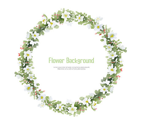 PSD 꽃 줄기 잎 일러스트 수채화 프레임 사람없음 장식 연두색 화환 원형 원형프레임 꽃프레임 축하화환 국내일러스트 도형 식물 초록색 파일형식