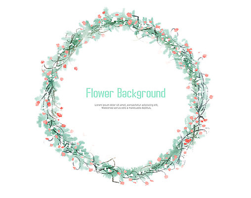 PSD 꽃 줄기 잎 일러스트 수채화 프레임 사람없음 장식 초록색 화환 원형 원형프레임 꽃프레임 축하화환 국내일러스트 도형 식물 컬러 파일형식