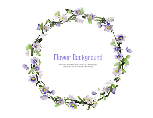 PSD 꽃 줄기 잎 일러스트 수채화 프레임 사람없음 장식 초록색 보라색 화환 원형 원형프레임 꽃프레임 축하화환 국내일러스트 도형 식물 컬러 파일형식