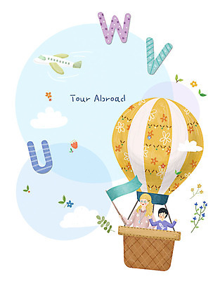 PSD 외국인 백인 학생 알파벳 영어 여자 해외여행 일러스트 하늘 영어교육 사람 성인 두명 생활 컬러풀 흰색 열기구 승차 원어민 영어회화 국내일러스트 서양인 문자 해외 교육 컬러 여행 항공교통 모션 회화 인종 영어교사 파일형식