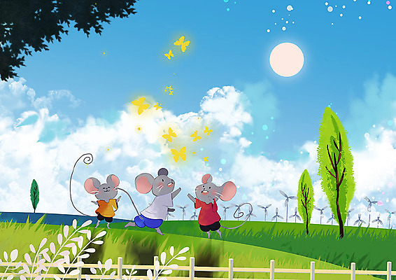 PSD 나무 구름 행복 나비 일러스트 자연 하늘 세마리 풍경 초원 사람없음 반짝임 울타리 컬러풀 태양 봄 풍력에너지 쥐띠 쥐 경자년 국내일러스트 자연요소 식물 계절 감정 컬러 곤충 모션 3 담장 십이지신 그린에너지 설치류 생태계 파일형식 2020년