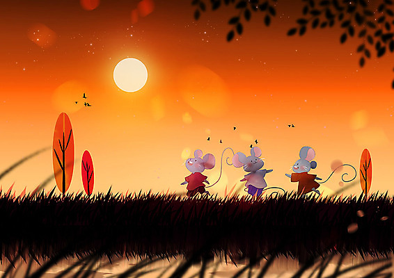 PSD 나무 행복 일러스트 자연 조류 나뭇잎 따뜻함 세마리 풍경 사람없음 반짝임 컬러풀 태양 일몰 가을 풀 쥐띠 저녁 쥐 강가 경자년 국내일러스트 자연요소 식물 동물 계절 감정 컬러 잎 모션 3 강 노을 십이지신 야간 설치류 생태계 파일형식 2020년