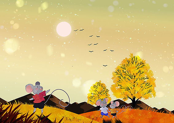 PSD 나무 행복 단풍 일러스트 자연 조류 산 세마리 풍경 초원 사람없음 반짝임 컬러풀 태양 가을 쥐띠 쥐 은행나무 경자년 국내일러스트 자연요소 식물 동물 계절 감정 컬러 잎 모션 3 십이지신 설치류 생태계 파일형식 2020년