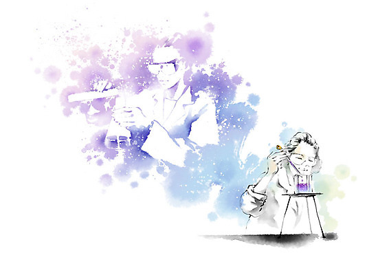 PSD 직업 교육 어린이 생각 일러스트 캘리그라피 상상 붓터치 고글 실험 사람 성인 두명 컬러풀 희망 꿈 스포이트 과학자 시험관 비커 번짐 장래희망 삼발이 에듀 에듀케이션 스쿨팩 국내일러스트 감정 컬러 과학 실험기구 피펫 학자 파일형식 효과