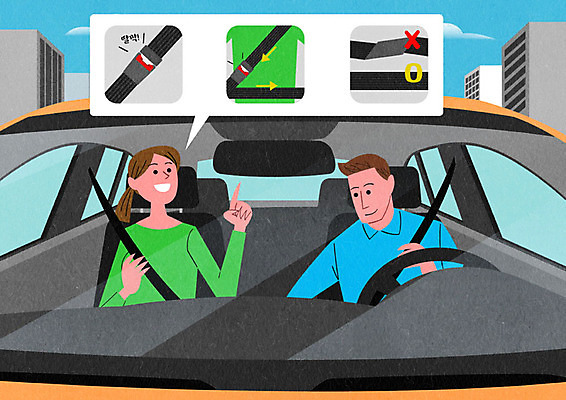 PSD 구름 여자 남자 말풍선 일러스트 자동차 사람 빌딩 성인 두명 점검 안전벨트 순서 백미러 자동차핸들 차량점검 성인만 국내일러스트 자연요소 육상교통 안전 건물 핸들 파일형식