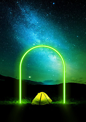 PSD 편집이미지 여행 백그라운드 야경 밤하늘 하늘 텐트 사람없음 연두색 빛 캠핑 아치 네온 은하수 카피스페이스 네온아트 이미지편집 자연 레저 캠핑도구 초록색 공백 야간 파일형식 풍경_경치