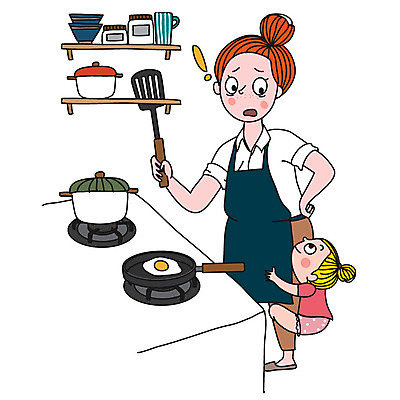 라이프스타일 여자 딸 어린이 일러스트 모녀 엄마 주방용품 피곤 요리 사람 두명 육아 아기 프라이팬 가스레인지 냄비 계란프라이 주부 전쟁 바쁨 열정 뒤집개 육아라이프 주부라이프 여자만 독박육아 싱글맘 한부모가족 국내일러스트 AI파일 감정 생활용품 컨셉 가족 생활 가전제품 레인지 솥 계란요리 파일형식 벡터