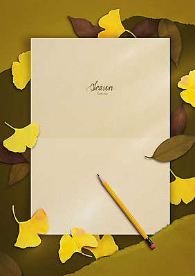 PSD 편집이미지 사계절 단풍 낙엽 프레임 따뜻함 타이포그라피 사람없음 연필 노란색 가을 편지 편지지 은행잎 이미지편집 문자 계절 컬러 잎 학용품 필기구 파일형식