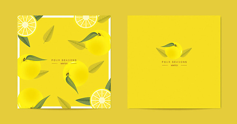 사계절 계절 잎 겨울 패턴 일러스트 프레임 사람없음 노란색 패턴백그라운드 유자 목업 겨울배경 국내일러스트 AI파일 카드프레임 식물 컬러 백그라운드 무늬 과일 파일형식 벡터