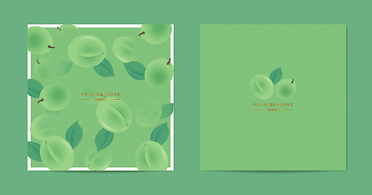 사계절 계절 잎 패턴 일러스트 프레임 사람없음 초록색 봄 패턴백그라운드 매실 목업 봄배경 국내일러스트 AI파일 카드프레임 식물 컬러 백그라운드 무늬 파일형식 벡터