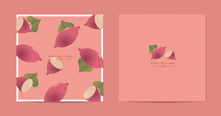 사계절 계절 분홍색 잎 패턴 일러스트 프레임 사람없음 패턴백그라운드 가을 고구마 목업 가을배경 국내일러스트 AI파일 카드프레임 식물 컬러 백그라운드 무늬 뿌리채소 파일형식 벡터 가을_계절