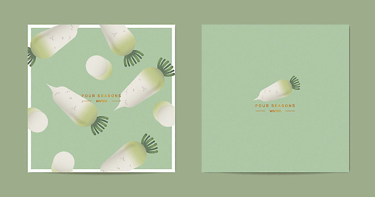 사계절 계절 겨울 패턴 일러스트 프레임 사람없음 연두색 패턴백그라운드 무 목업 겨울배경 국내일러스트 AI파일 카드프레임 백그라운드 무늬 뿌리채소 초록색 파일형식 벡터