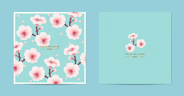 나무 사계절 계절 꽃잎 하늘색 패턴 일러스트 프레임 사람없음 봄 패턴백그라운드 벚꽃 목업 봄배경 국내일러스트 AI파일 카드프레임 식물 꽃 백그라운드 무늬 파란색 파일형식 벡터