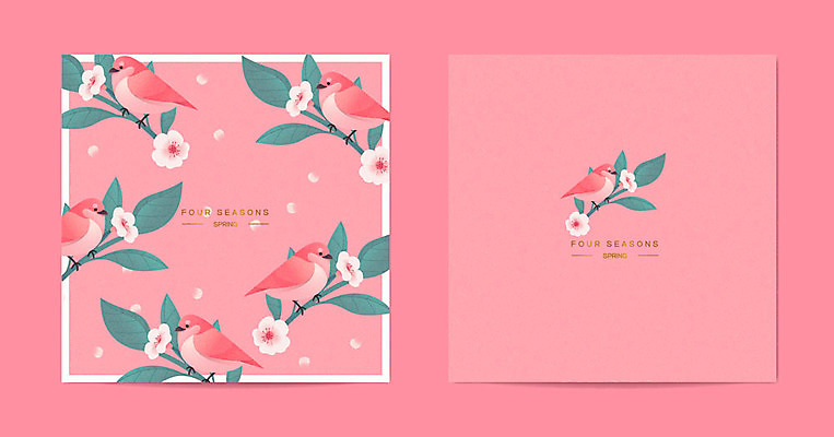 사계절 계절 분홍색 잎 패턴 일러스트 조류 프레임 사람없음 봄 패턴백그라운드 벚꽃 목업 봄배경 국내일러스트 AI파일 카드프레임 식물 동물 꽃 컬러 백그라운드 무늬 파일형식 벡터