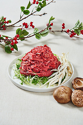 포토 JPG 스튜디오촬영 열매 실내 생고기 육류 사람없음 버섯 소고기 신선 오브젝트 흰배경 표고버섯 마블링 소불고기 파채 국내포토 식물 음식 백그라운드 식재료 내부 흰색 불고기 파일형식