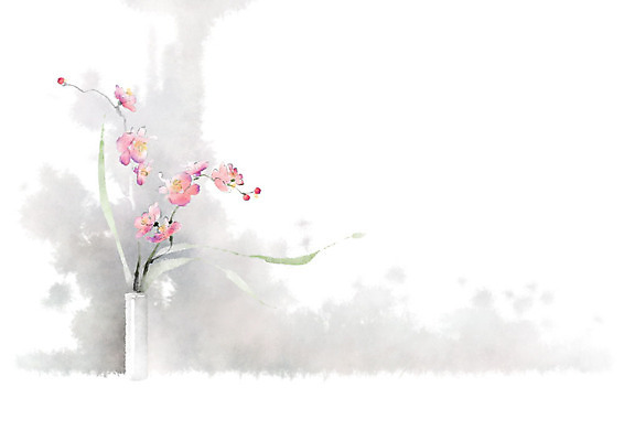 PSD 식물 꽃잎 잎 일러스트 캘리그라피 붓터치 흑백 사람없음 꽃병 난초 번짐 꽃가지 정물화 국내일러스트 꽃 촬영기법 나뭇가지 그림 파일형식 효과