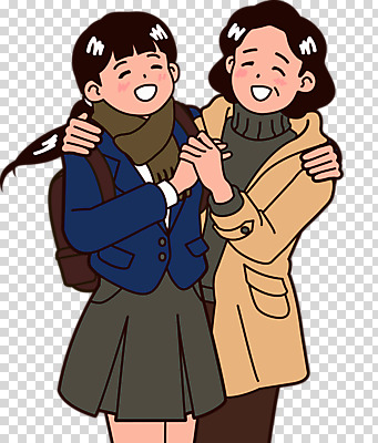 편집 편집이미지 학생 여학생 여자 교육 딸 교복 응원 청소년 여고생 고등학생 모녀 엄마 누끼 성인 두명 수능 시험 축하 즐거움 격려 PNG 여자만 편집소스 고등교육 옷 감정 컨셉 가족 모션 사람 파일형식
