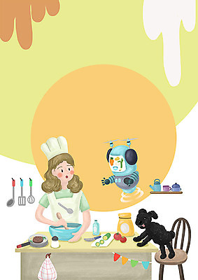 PSD 여자 의자 일러스트 주방용품 선반 프레임 정보기술 스테이크 요리 한명 사람 컬러풀 귀여움 주방 앞치마 프라이팬 강아지 로봇 싱글 반려 싱글라이프 여자한명만 4차산업 채팅봇 혼족 국내일러스트 1 라이프스타일 산업 컬러 가구 생활용품 컨셉 서양음식 기술 반려동물 개 여자만 파일형식 AI_인공지능