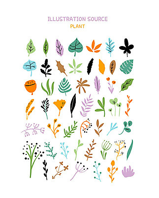 식물 열매 꽃잎 스티커 잎 일러스트 나뭇잎 사람없음 세트 귀여움 손그림 이모티콘 아기자기 국내일러스트 AI파일 꽃 컨셉 파일형식 벡터