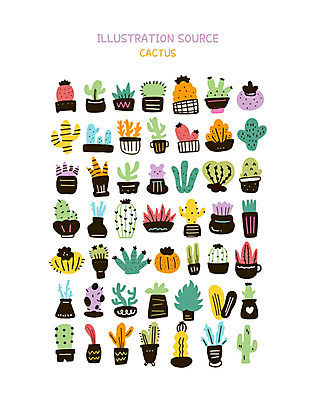 식물 화분 스티커 일러스트 선인장 사람없음 세트 귀여움 손그림 이모티콘 아기자기 국내일러스트 AI파일 컨셉 파일형식 벡터