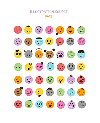 얼굴 스티커 일러스트 천사 무표정 표정 웃음 사람없음 세트 귀여움 놀람 분노 한숨 악마 수줍음 손그림 메롱 이모티콘 아기자기 국내일러스트 AI파일 감정 컨셉 모션 신체부위 파일형식 벡터
