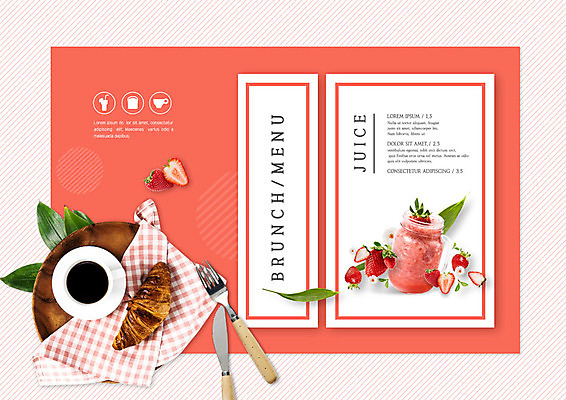 PSD 편집이미지 라이프스타일 커피 음식 빵 백그라운드 포크 잎 딸기 프레임 사람없음 주스 카페 나이프 커피잔 메뉴판 헝겊 카피스페이스 코랄 이미지편집 식물 식기 음료 컬러 과일 잔 생활 상점 공백 칼 파일형식 천_직물