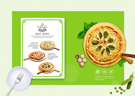PSD 편집이미지 라이프스타일 접시 음식 백그라운드 포크 프레임 피자 사람없음 연두색 레스토랑 버섯 풀잎 완두콩 메뉴판 피자집 카피스페이스 이미지편집 식기 잎 콩 패스트푸드 서양음식 생활 초록색 상점 식당 공백 풀_식물 파일형식