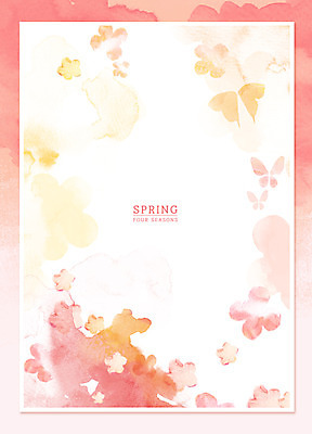 PSD 꽃 포스터 분홍색 나비 백그라운드 일러스트 붓터치 수채화 프레임 사람없음 봄 번짐 프레임일러스트 봄배경 국내일러스트 식물 계절 컬러 곤충 파일형식 효과