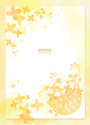 PSD 포스터 백그라운드 일러스트 붓터치 수채화 프레임 사람없음 노란색 바구니 봄 개나리 번짐 프레임일러스트 봄배경 국내일러스트 계절 꽃 컬러 파일형식 효과