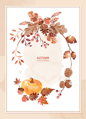 PSD 열매 포스터 백그라운드 잎 일러스트 호박 붓터치 수채화 프레임 사람없음 갈색 가을 번짐 도토리 솔방울 프레임일러스트 가을배경 국내일러스트 식물 계절 컬러 채소 견과류 파일형식 효과 가을_계절