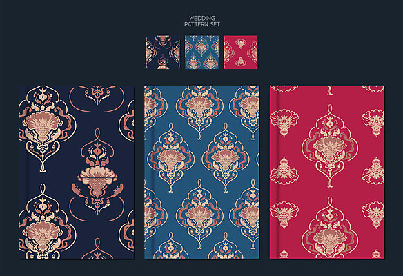 디자인 결혼 백그라운드 패턴 일러스트 사람없음 세트 컬러풀 패턴백그라운드 포장지 다마스크 국내일러스트 AI파일 문양 컬러 무늬 포장 이벤트 파일형식 벡터