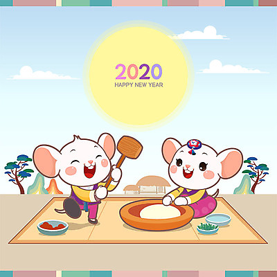 나무 구름 캐릭터 전통 명절 두마리 일러스트 근하신년 새해 산 떡 초가집 사람없음 컬러풀 귀여움 보름달 십이지신 쥐띠 쥐 한복 돗자리 쥐캐릭터 떡망치 흰쥐 2020년 경자년 국내일러스트 일러캐릭터 AI파일 자연요소 식물 한국전통 기념일 컬러 동물캐릭터 컨셉 2 한옥 달 망치 설치류 전통의상 연도 파일형식 벡터