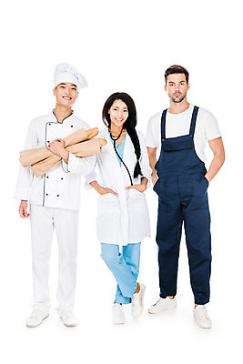 포토 JPG 스튜디오촬영 전신 서양인 외국인 여자 남자 빵 비즈니스 청진기 실내 미소 들기 누끼 사람 성인 앞모습 세명 요리사 의사 의사가운 자신감 바게트 즐거움 흰배경 주머니손 정비공 우크라이나 제빵사 성인만 국내포토 직업 감정 유럽 음식 뷰포인트 백그라운드 의료기기 모션 표정 인종 내부 의료진 흰색 가운 기술자 파일형식