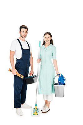 포토 JPG 스튜디오촬영 전신 서양인 외국인 여자 남자 비즈니스 실내 미소 들기 누끼 사람 성인 두명 앞모습 공구 청소도구 청소 양동이 동료 즐거움 흰배경 걸레 정비공 청소부 우크라이나 성인만 국내포토 직업 감정 유럽 뷰포인트 백그라운드 관계 모션 표정 인종 내부 흰색 도구 기술자 파일형식