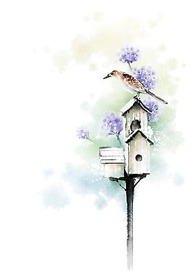 PSD 식물 동물 한마리 꽃 일러스트 캘리그라피 자연 조류 붓터치 풍경 사람없음 컬러풀 둥지 번짐 풍경화 국내일러스트 1 컬러 그림 생태계 파일형식 효과