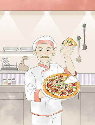 PSD 그릇 남자 음식 일러스트 주방용품 피자 요리 한명 사람 컬러풀 주방 주방장 요리사 즐거움 메뉴 성인남자한명만 국내일러스트 직업 1 식기 감정 컬러 생활용품 패스트푸드 서양음식 남자한명만 성인남자만 파일형식