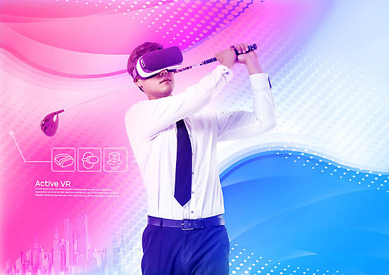 PSD 편집이미지 남자 패턴 서기 사람 상반신 20대 성인 앞모습 컬러풀 골프채 한국인 체험 비눗방울 즐거움 신기함 가상현실 성인남자한명만 오큘러스 4차산업 VR기기 이미지편집 감정 산업 뷰포인트 컬러 컨셉 무늬 모션 골프용품 동양인 청년 기계 남자한명만 성인남자만 파일형식