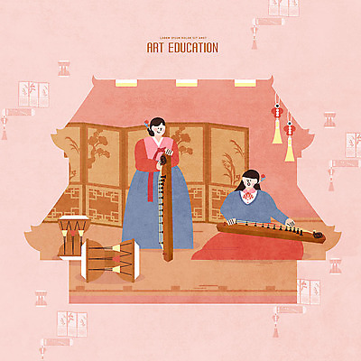 PSD 여학생 여자 교육 예술 분홍색 연주 일러스트 청소년 여고생 국악기 사람 성인 취미 두명 한복 즐거움 여중생 노리개 장구 병풍 가야금 에듀 에듀케이션 여자만 스쿨팩 국내일러스트 학생 한국전통 감정 악기 음악 컬러 중학생 고등학생 현악기 타악기 전통소품 국악 전통의상 파일형식