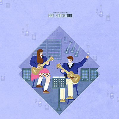 PSD 여학생 여자 교육 남자 예술 남학생 의자 일러스트 청소년 여고생 사람 취미 두명 파란색 기타 보면대 즐거움 여중생 앰프 에듀 에듀케이션 십대만 남고생 스쿨팩 남중생 국내일러스트 학생 감정 음악 컬러 음향기기 가구 중학생 고등학생 현악기 파일형식