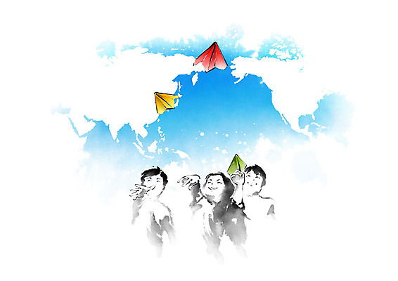 PSD 여자 교육 남자 어린이 세계지도 일러스트 학사모 캘리그라피 졸업 붓터치 사람 세명 종이비행기 즐거움 번짐 유학 에듀 에듀케이션 어린이만 스쿨팩 국내일러스트 모자_잡화 감정 지도 세계 종이접기 파일형식 효과