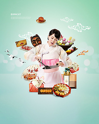 PSD 구름 편집이미지 여자 명절 스트레스 피곤 요리 한명 사람 성인 30대 학 한국인 보자기 부채 한복 며느리 주부 한과 과로 민트색 오색송편 성인여자한명만 번아웃증후군 명절선물 증후군 이미지편집 자연요소 1 한국전통 전통 기념일 컬러 컨셉 조류 디저트 선물 동양인 장년 전통음식 질병 전통의상 사회이슈 송편 여자한명만 성인여자만 파일형식 천_직물