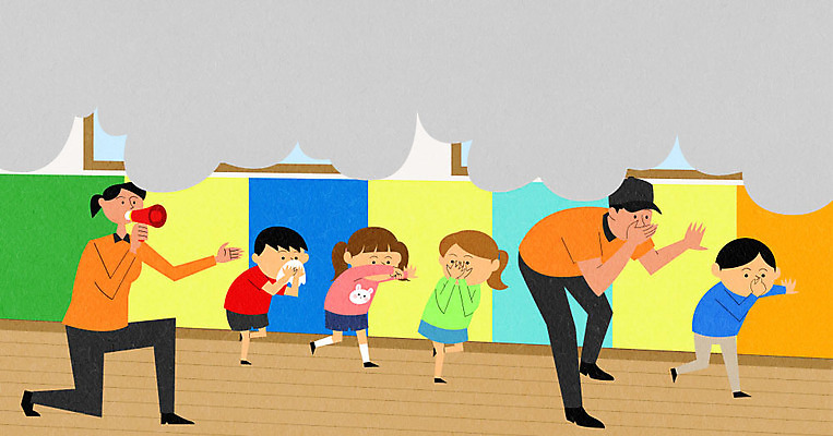 PSD 여자 남자 어린이 일러스트 사람 여러명 성인 확성기 체험 연기 소방관 소방 안전교육 소방의날 행동요령 국내일러스트 교육 다수 컨셉 안전 구조원 파일형식 법정기념일