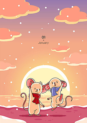 바다 두마리 겨울 일러스트 새해 프레임 사람없음 일출 달력 십이지신 눈 쥐띠 쥐 포근함 십이지신캐릭터 손인사 쥐캐릭터 1월 프레임일러스트 흰쥐 2020년 경자년 국내일러스트 일러캐릭터 AI파일 자연요소 캐릭터 계절 동물캐릭터 2 날씨 노을 인사 감각 날짜 설치류 연도 파일형식 벡터