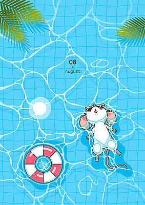 한마리 일러스트 휴가 휴식 프레임 수영장 사람없음 여름 여름휴가 바캉스 달력 십이지신 쥐띠 쥐 즐거움 십이지신캐릭터 쥐캐릭터 튜브 야자수잎 8월 프레임일러스트 흰쥐 2020년 경자년 국내일러스트 일러캐릭터 AI파일 캐릭터 1 계절 감정 동물캐릭터 컨셉 잎 날짜 설치류 연도 파일형식 벡터 여름_계절