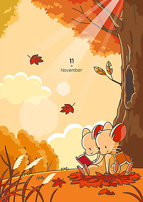 나무 단풍 낙엽 두마리 일러스트 프레임 따뜻함 사람없음 독서 달력 가을 십이지신 쥐띠 쥐 11월 즐거움 십이지신캐릭터 쥐캐릭터 프레임일러스트 흰쥐 2020년 경자년 국내일러스트 일러캐릭터 AI파일 식물 캐릭터 계절 감정 동물캐릭터 잎 2 날짜 설치류 연도 파일형식 벡터