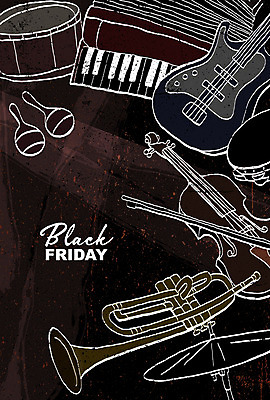 PSD 악기 일러스트 사람없음 쇼핑 세일 검은색 일렉기타 바이올린 북 트럼펫 손그림 탬버린 아코디언 심벌즈 마라카스 블랙프라이데이 국내일러스트 음악 컬러 데이이벤트 현악기 타악기 기타 건반악기 금관악기 파일형식